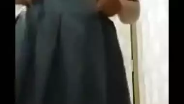 Boy is out but the camera is on so he can see Desi chick's XXX breasts