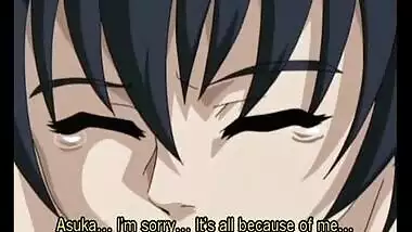 Anime lesbians sharing a cock and a dildo