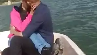 Young Desi couple tenderly makes out during outdoor trip on XXX boat