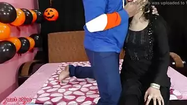 Halloween special: indian teen girl frightened by her bf and later had hard fuck with clean audio
