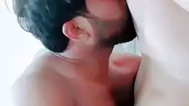 Desi wife leaves only blue panties on allowing lover to kiss her all over