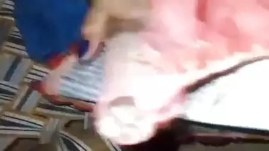 Desi housewife giving handjob lying on cot