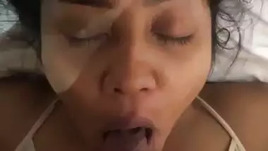 Huge facial cum upon mouth watery blowjob by wife