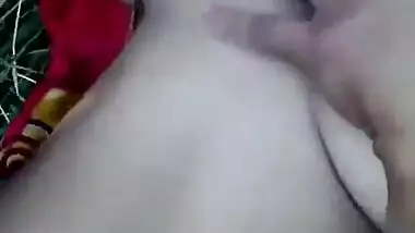 Desi girl enjoying with boyfriend in outdoor