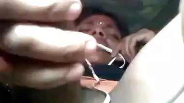 Desi using chapati rod dildo to masturbate