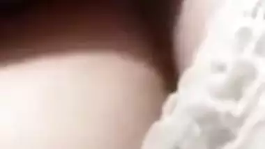 Cute expression during topless boobs show by Indian girl