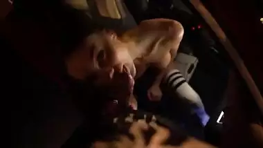 Sucked in the car, finished in the mouth