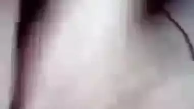 Beautiful cute horny girl fingering pussy selfie